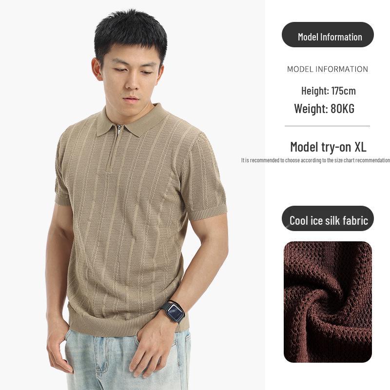 Summer Business Casual Men s Short-Sleeve Polo Shirt - American Style Knit XXL верблюд