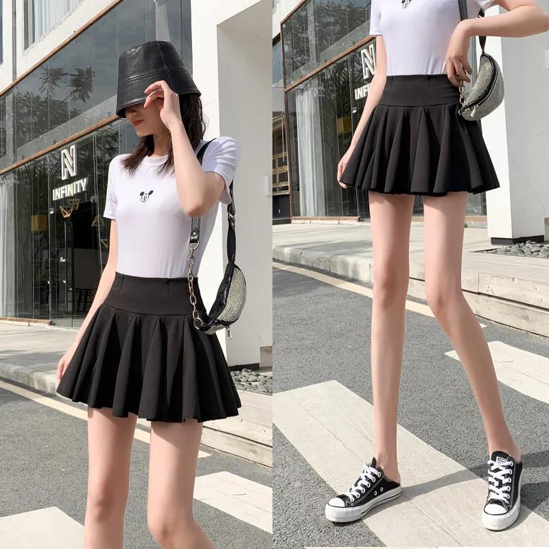 Letná dámska plisovaná sukňa mini s vysokým pásom tanečná skater sukňa