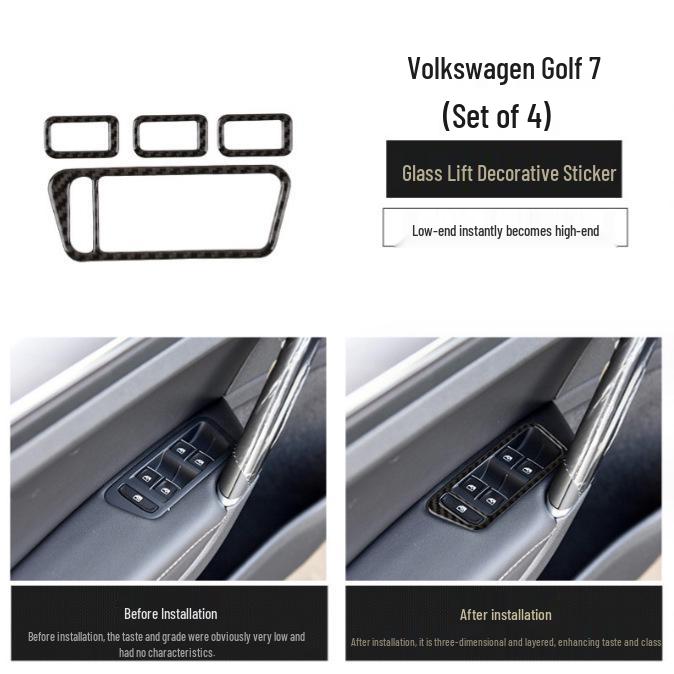 Compatible Carbon Fiber Interior Accessories for VW Golf 7: Console, Gear Shift, Cup Holder, A/C, Navigation Decor.
