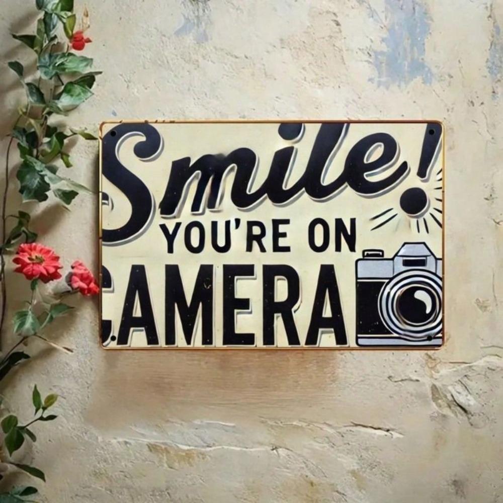 Vintage Metal Sign Smile You Are In Frame 20x30cm Home Office Decor