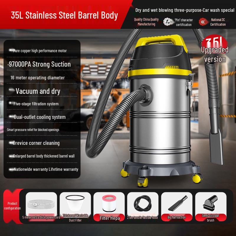 Jeno Industrial Vacuum Cleaner: High Suction for Home, Car, Land, and Grout Cleaning.