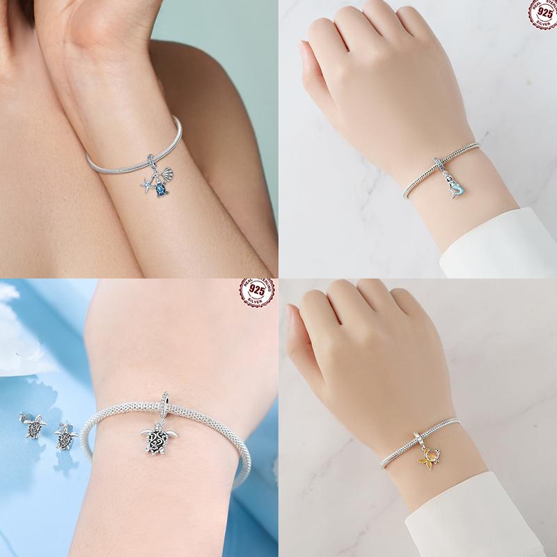 Orginal Copper Sea Shell Turtle Mermaid Charm Bead Charms Compatible With Bracelets Accessories Women Jewellery Making Fine Jewellery Gift