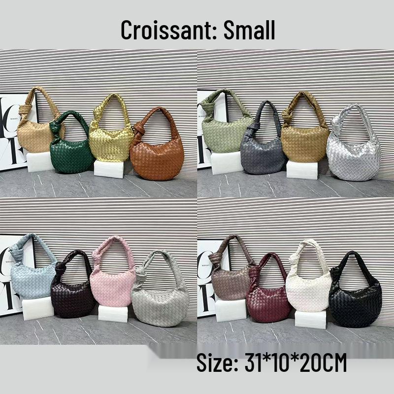 Handmade Woven Croissant Bag - Knotted Single Shoulder Underarm Tote