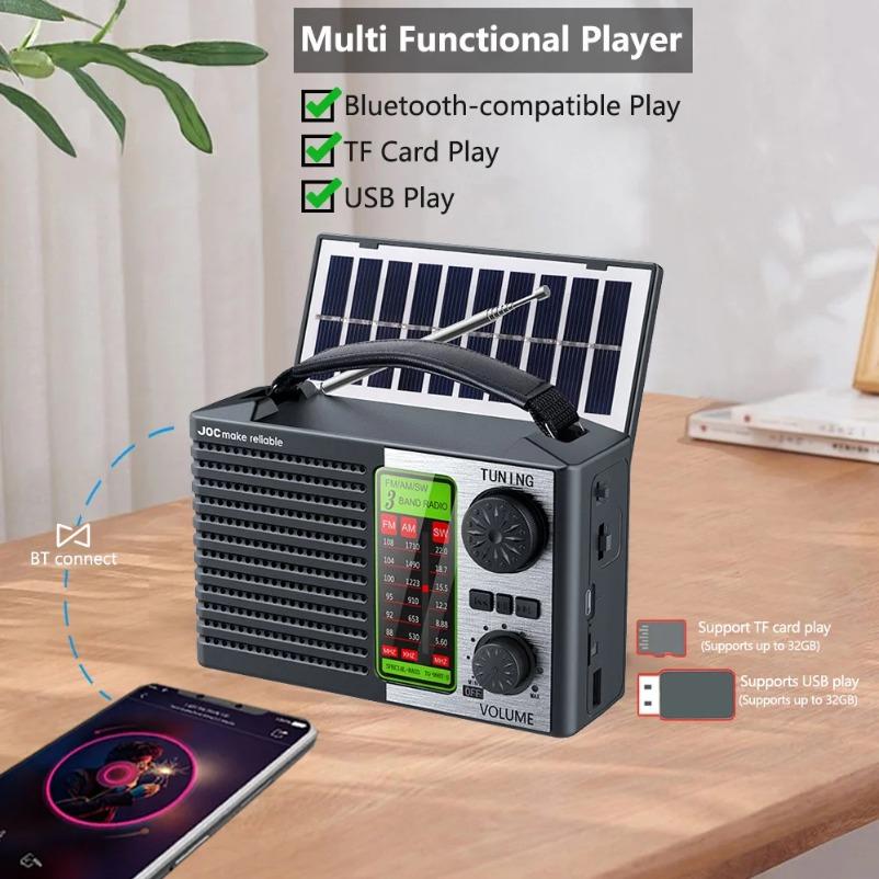 Portable Multi-function Radio FM AM SW Rechargeable USB TF Play Outdoor Solar Wireless Speaker Bluetooth