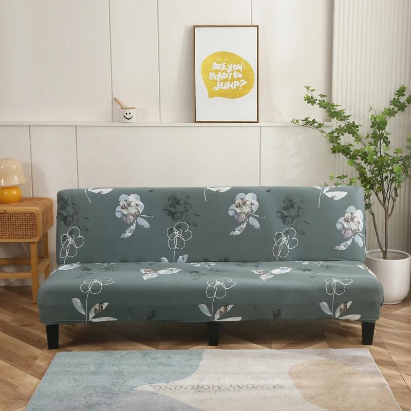 Armless Futon Sofa Bed Slipcovers Printed Spandex Adjustable Sofa Bed Covers Washable Folding Sofa Covers Lanmolife Stretch