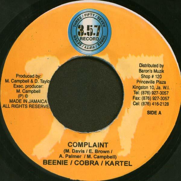 7inch Record BEENIE MAN & MAD COBRA & VYBZ KARTE - Complaint  NONE 357 Records 2005 Jamaica Reggae, Ska & Dub Used