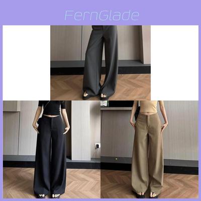Vintage Wool Blend Wide Leg Casual Pants With Irregular Design For Women Spring Summer 2025