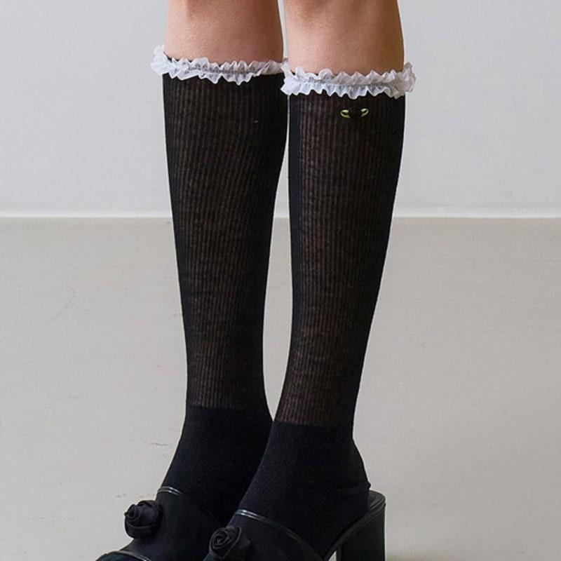 

VINAJ Детские кружевные носки Teeny Rose (черный) ONE