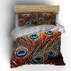 Peacock Feather Design Decor Set Soft Comfortable Duvet Cover Bedding Set Included 1*Duvet Cover & 2*Pillowcases, Gift