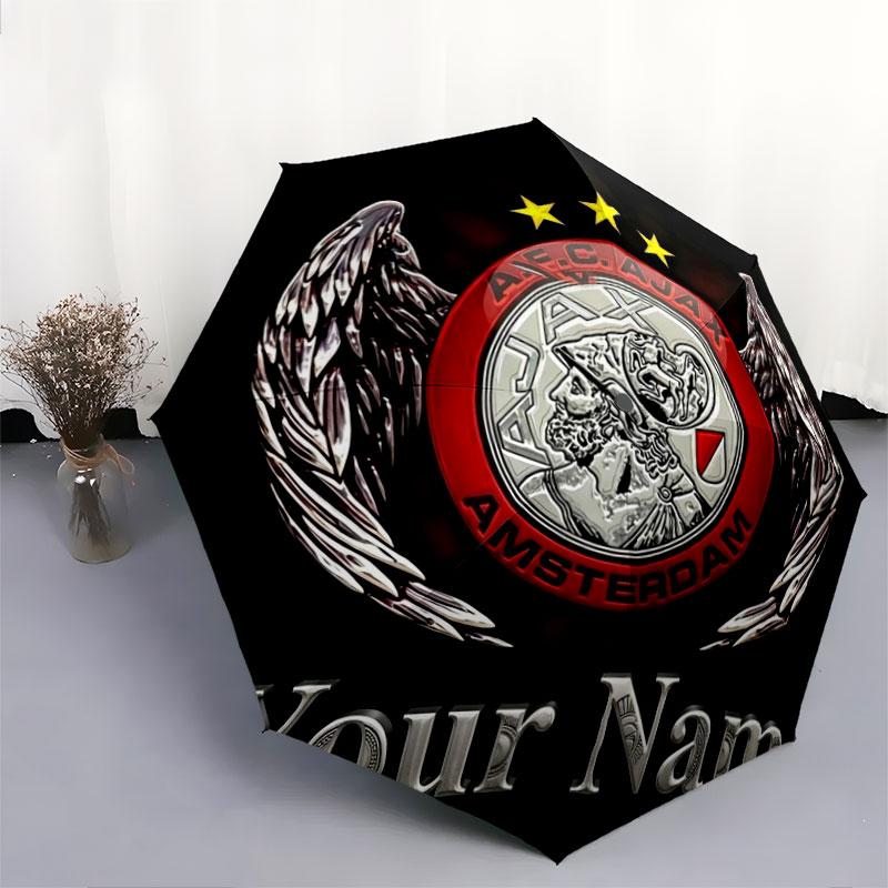 1 PC Automatic Folding Umbrella - AFC Ajax Custom Name Pattern, Portable & Foldable Design with 8 Ribs, Christmas Birthday Gifts