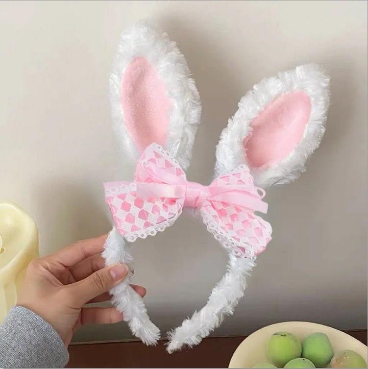 Women's Plush Heart-Eared Rabbit Headband: Cute Hair Clip & Face Wash Accessory