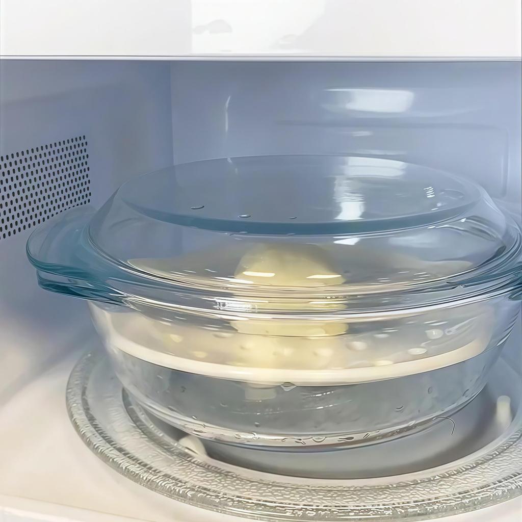 Ceramic Microwave Steamer Plate with Fine Pores - Universal Food Grade for Steaming Seafood, Fish, Buns, and More.