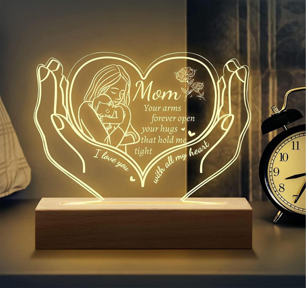 Love-Shaped 3D Acrylic Night Light Puzzle for Holiday Greetings