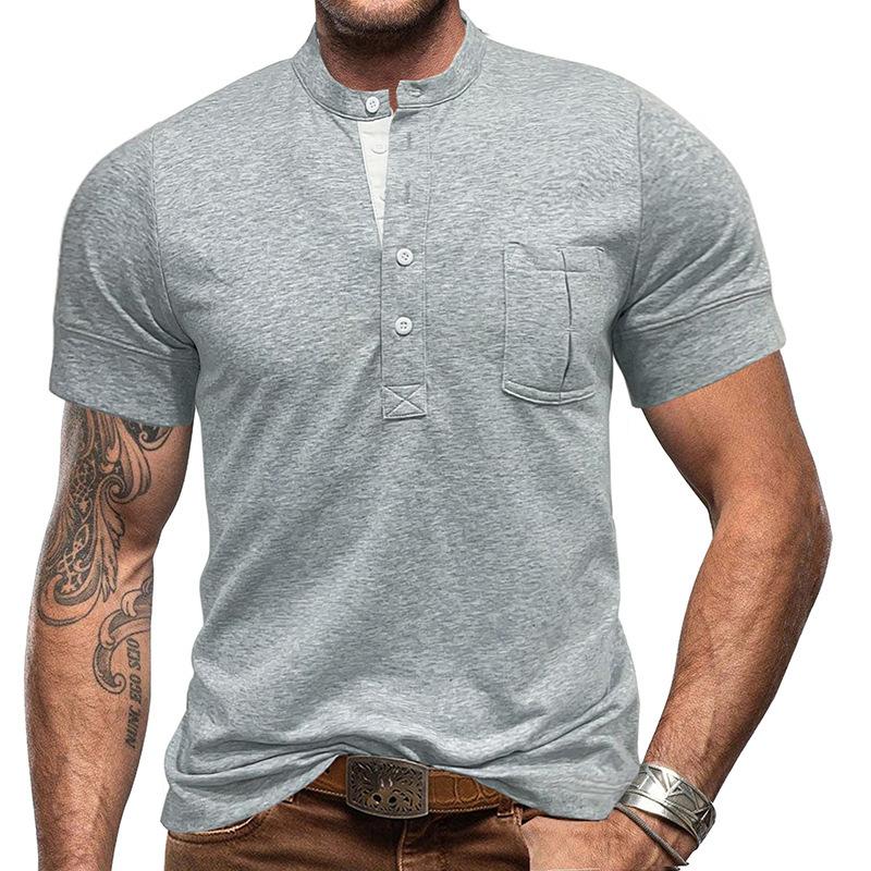 Men's Classic Henley Shirts Casual Workout Short Sleeve Button T-Shirt with Pocket Summer Slim Fit Lightweight Tee Tops for Men Basic Henley Shirts