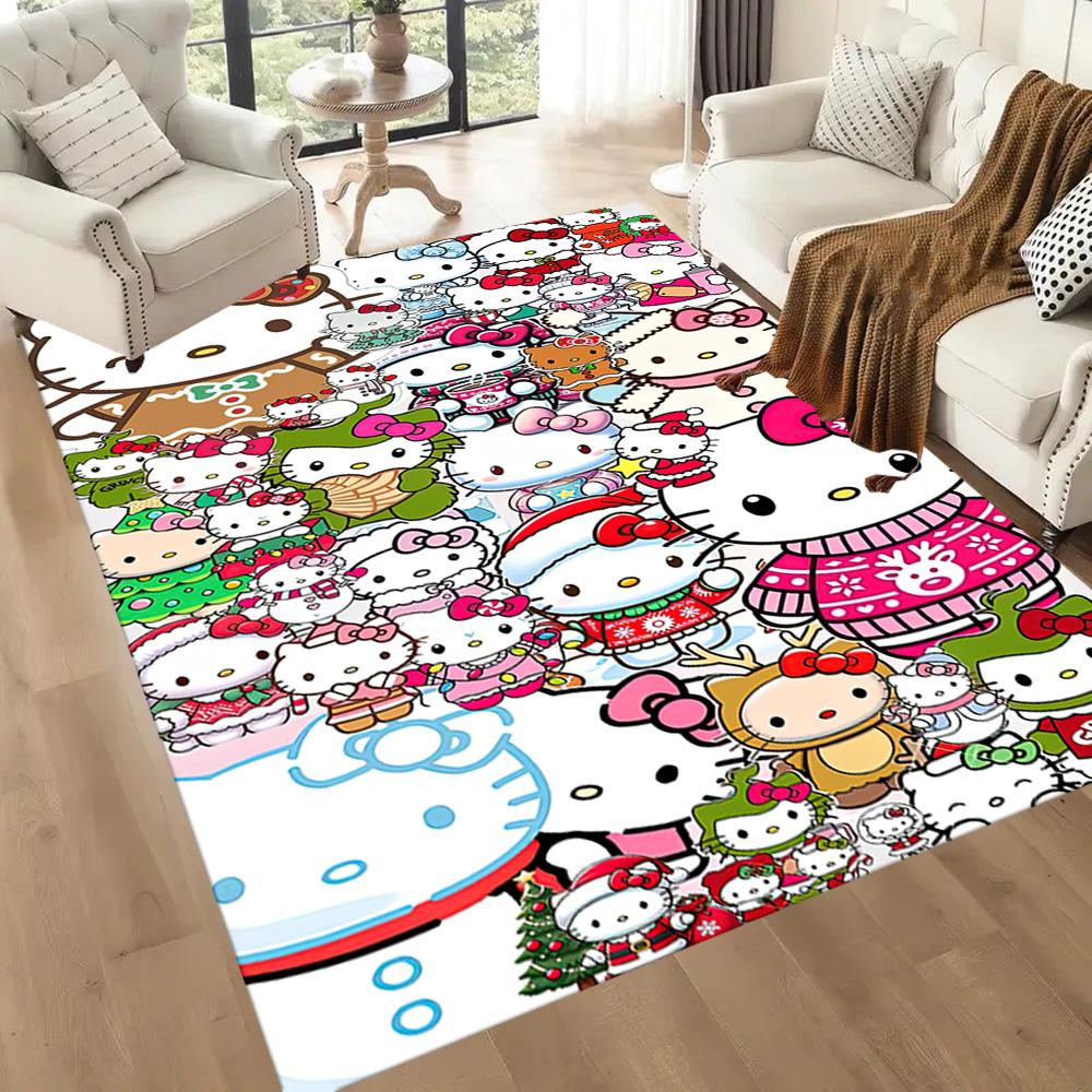 Hello Kitty Party Square rugs are a great choice for living rooms, bedrooms, home décor, and as gifts.