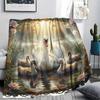 1 ks Flanelová deka s kresleným potiskem, Vysoce kvalitní, Pohodlná pro všechna roční období, Domácí dekorace, Teplo a pohodlí, Perfektní jako vánoční dárek k narozeninám