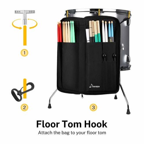 Donner Drumstick Case, Holds 12 Pairs, Large Capacity Stick Bag, 600D Oxford Cloth, Black