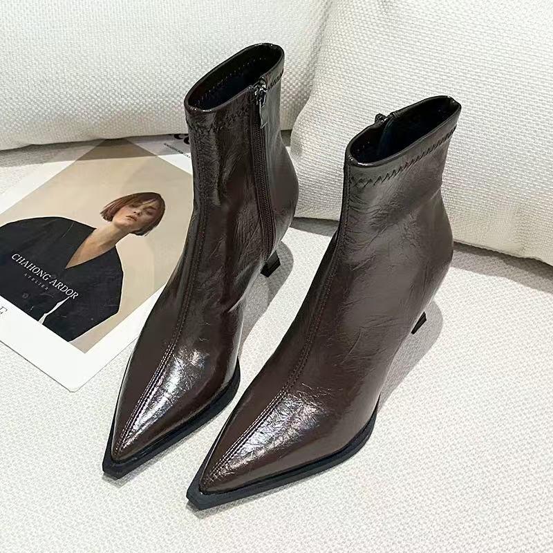 

Luxury Women Ankle Boots High Heels Pointed Toe Fashion Shoes Sexy Elegant Women Pumps 2025 Winter Designer Botas Para Mujer 40