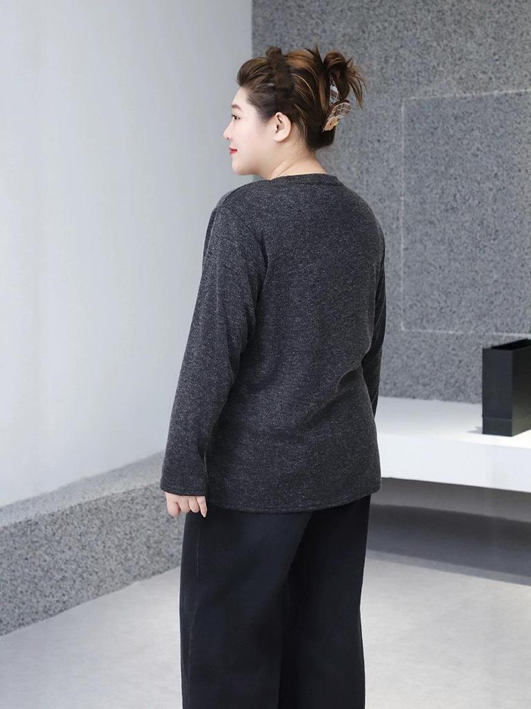 2023 Winter Korean Style Loose Casual Round Neck Puppy Print Pullover Plus Size Women's Top