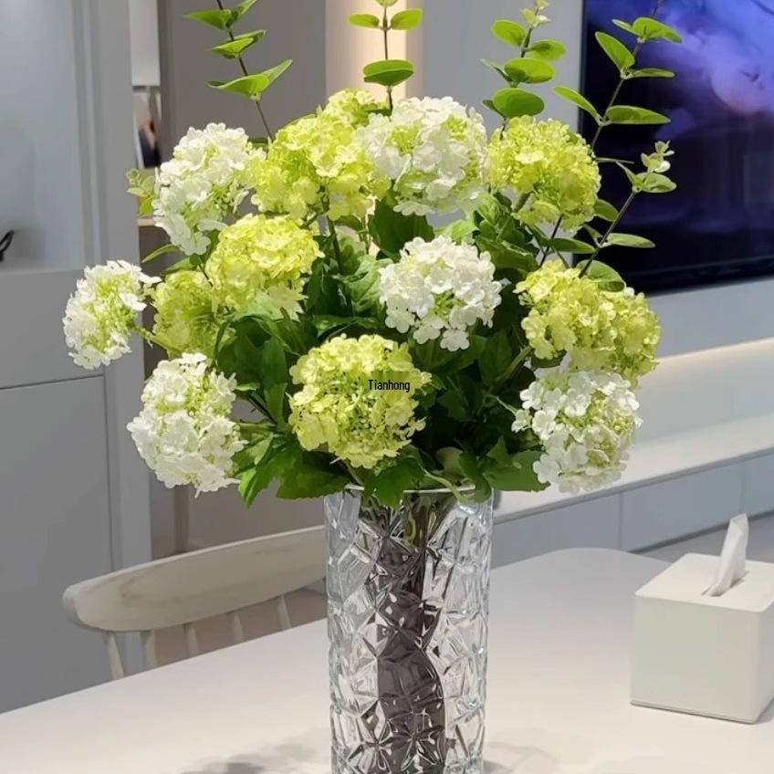 Hydrangea Silk Flower Arrangement for Dining Table and Living Room Decor