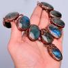 Oval Labradorite Gemstone Copper Birthday Chain Electroformed Necklace Jewelry V-85
