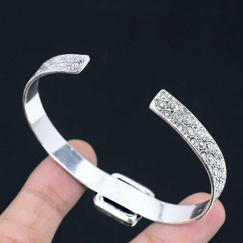 Halloween Deal Sodalite Gemstone Sterling Silver Elegant Mother Bangle Bracelet