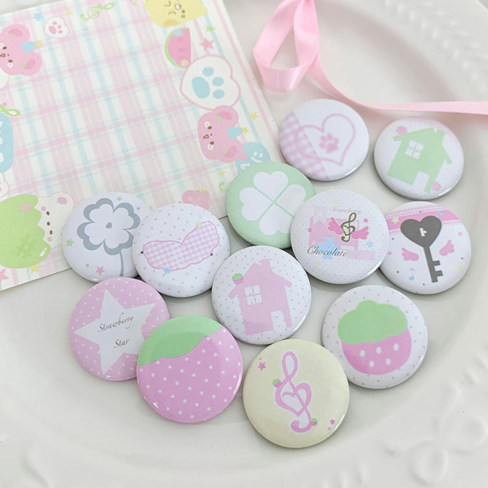 6PCS Original Cute Ins Style Mini Badges, Cartoon Handbook Decoration Pins, 25mm Four-Leaf Clover Badges