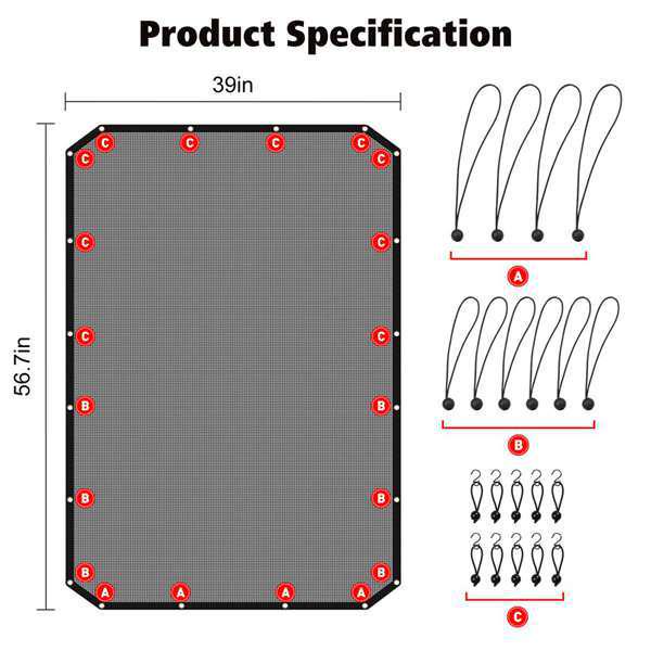 Black PVC Heat Insulation Sunshade for Ford Bronco Car Interiors