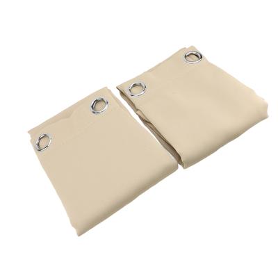 2Pcs Full Blackout Curtain Silver Grommets Washable Darkening Drape Set for Home Hotel Office Beige