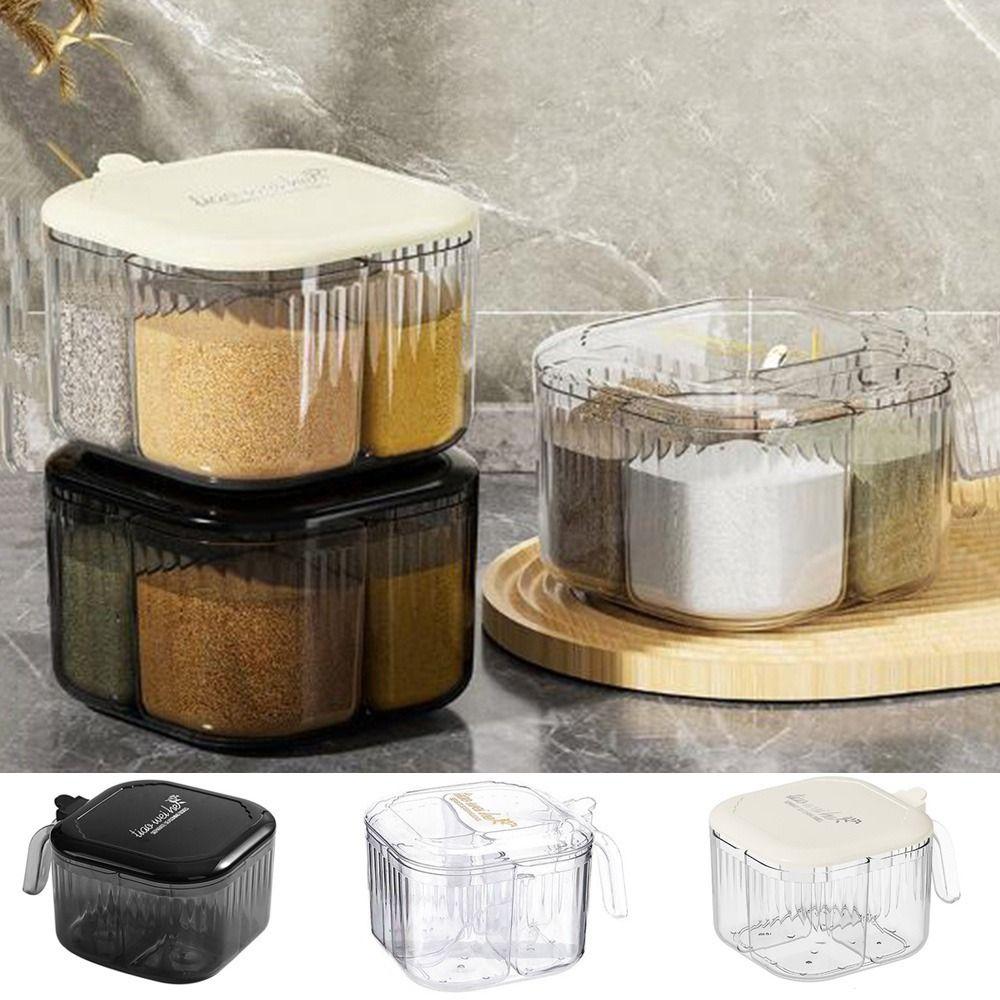 

Пластиковый 4 в 1 контейнер для приправ квадратный контейнер для приправ многоцелевой контейнер для хранения приправ сахар