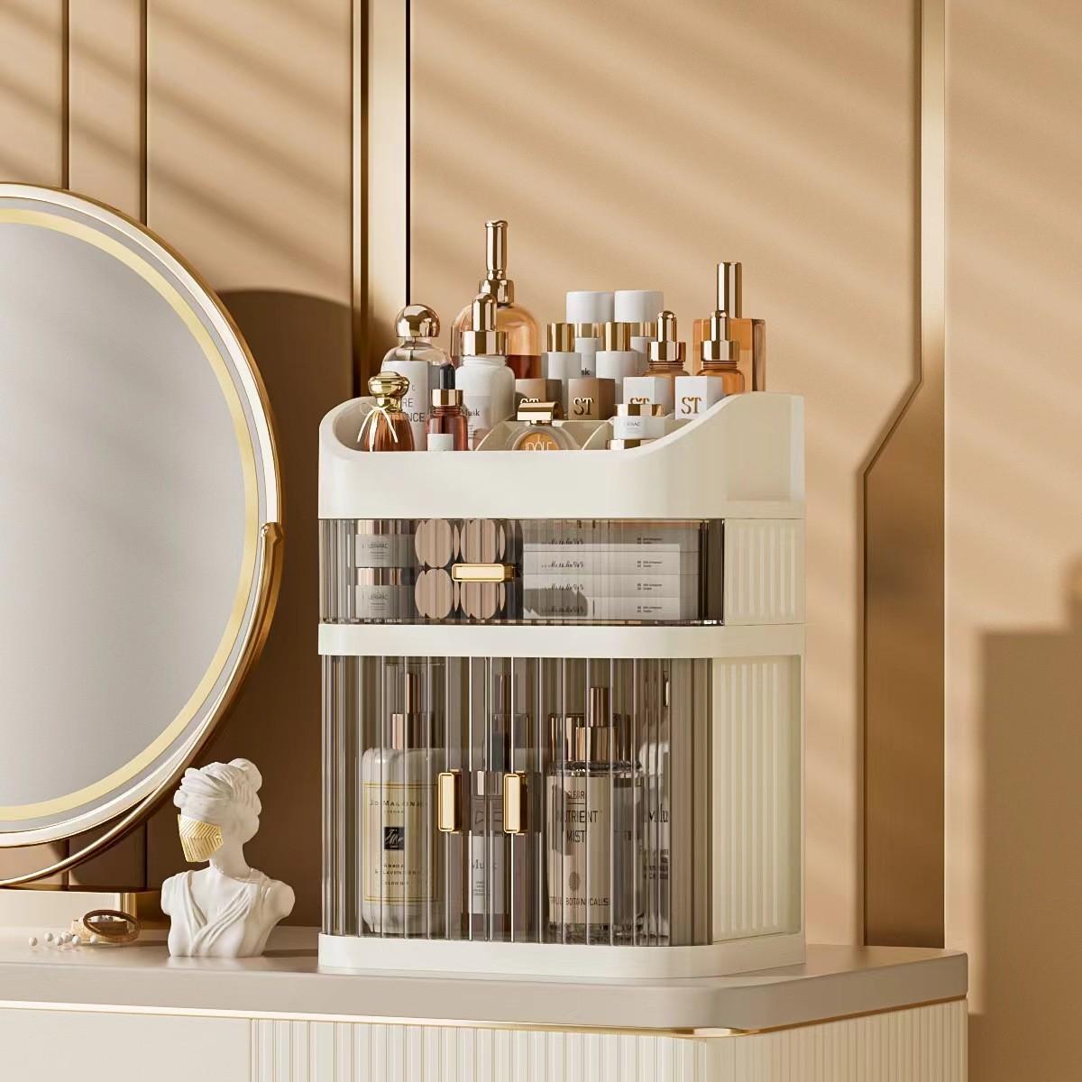 

Коробка для хранения косметики большой вместимости, органайзер-ящик для макияжа, ювелирных изделий, лака для ногтей, контейнер для