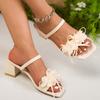 Bohemian Flower Detor Sandals for Women Comfortable Thick Heel Slip On Slippers Woman Summer New Wedding Open Toe Sandles Female