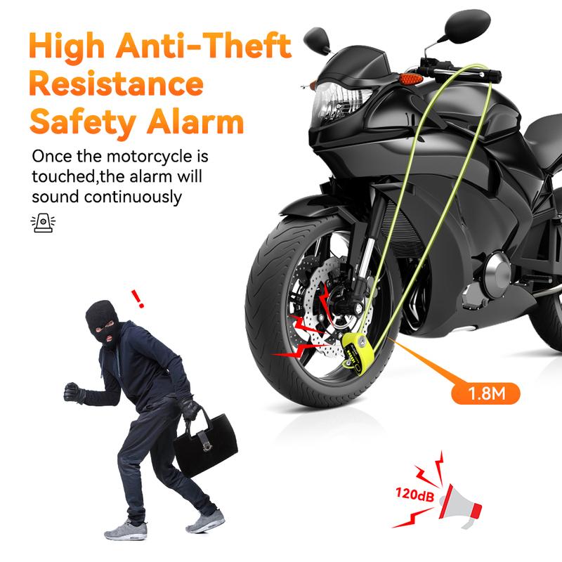 New Bike Motorcycle Alarm Disc Brake Lock 120dB Rechargeable Bicycle Moto Anti theft Alarm System Motorbike Accessories