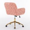 Flauschiger Kunst-Kaninchenfell-Schminktischstuhl, Rosa Höhenverstellbar 360 Grad Drehbar Home-Office-Stuhl mit Armlehne, Goldene Metall-Rollbasis,DE1831PK