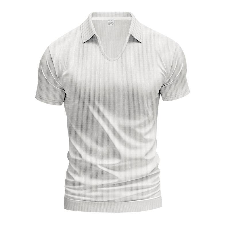 Men S Summer V Neck Loose Fit Short Sleeve Casual Polo Shirt S белый