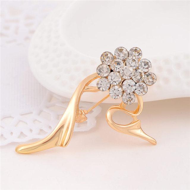 Hesiod Delicate Crystal Stone Rhinestone Pin Brooch Banquet Jewelry Simulated Pearl Goldfish Brooches Pins Wedding Occasion Party Event Wedding