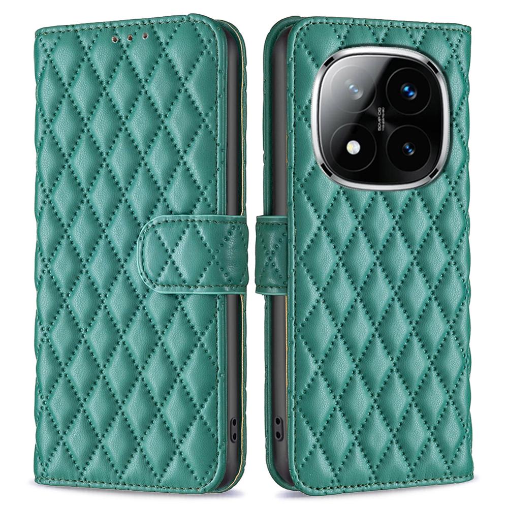 BINFEN COLOR BF Style-14 For Xiaomi Redmi Note 14 Pro+ 5G/Note 14 Pro 5G/Poco X7 5G Case Rhombus Phone Leather Cover Stand