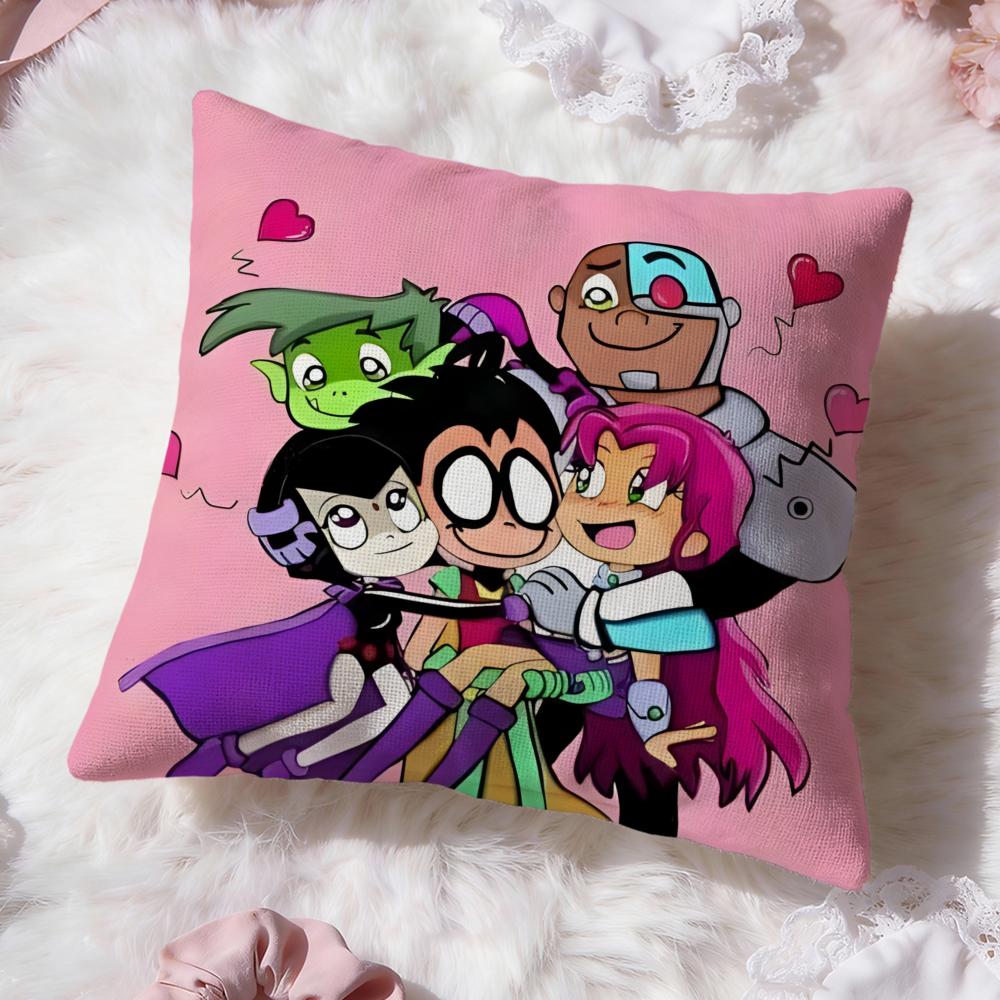 anime Teen Titans Go Cushion Cover Premium Comfort Reversible Pillow Cove -Two in One Design for Any Room & Car Interior
