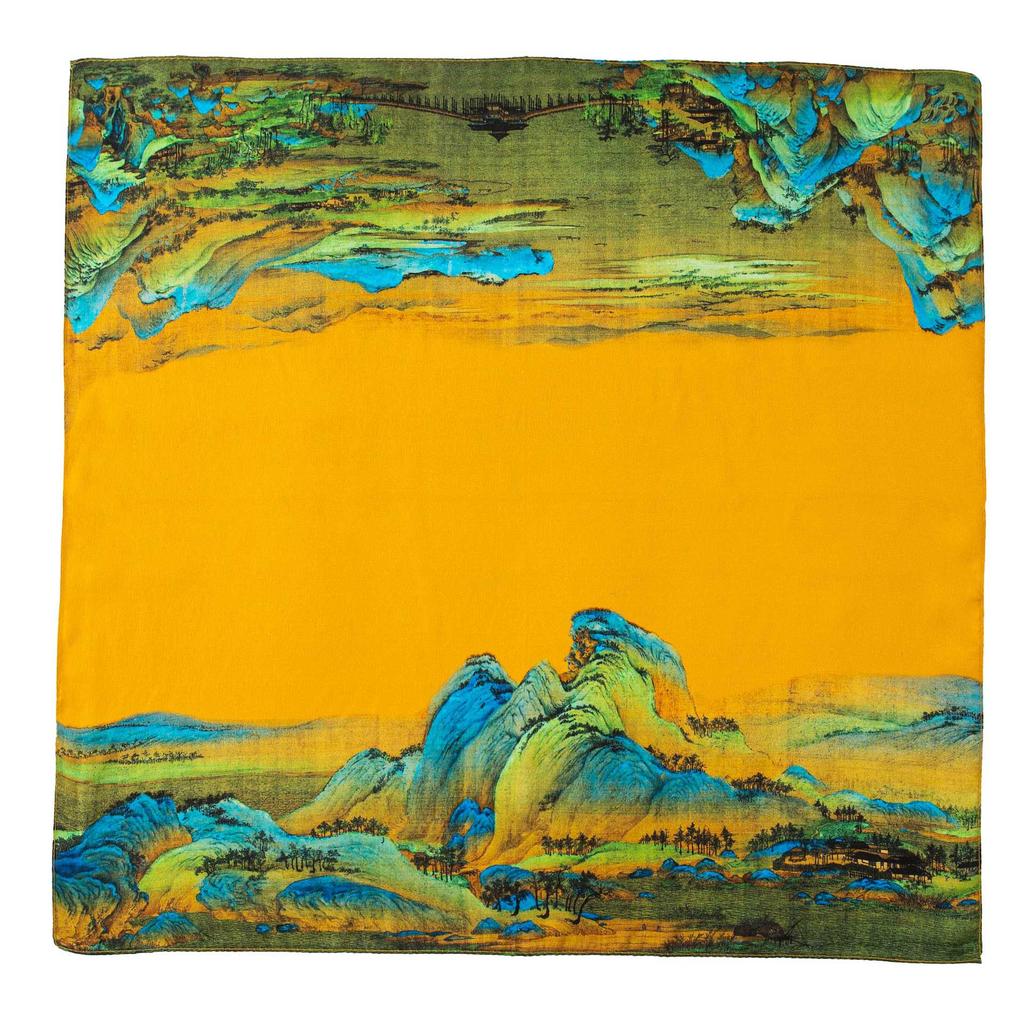 53*53CM 100% morušový hedvábný čtvercový šátek Olejomalba Luxusní šátky Šátek na opalování Šátek Nákrčník Dárek