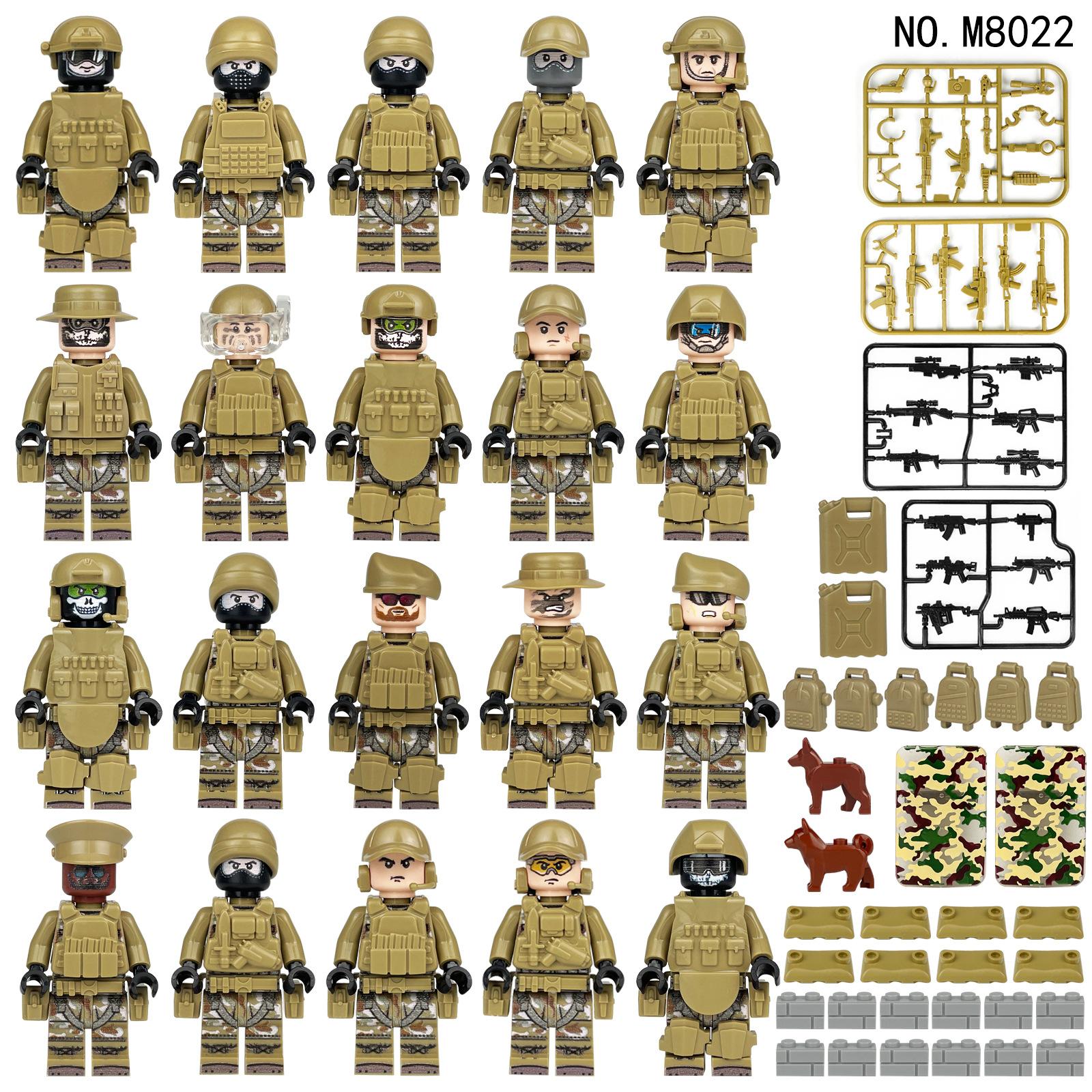 

20 шт. M8022 Ranger, военный камуфляжный набор фигурок спецназа, строительные блоки для детей