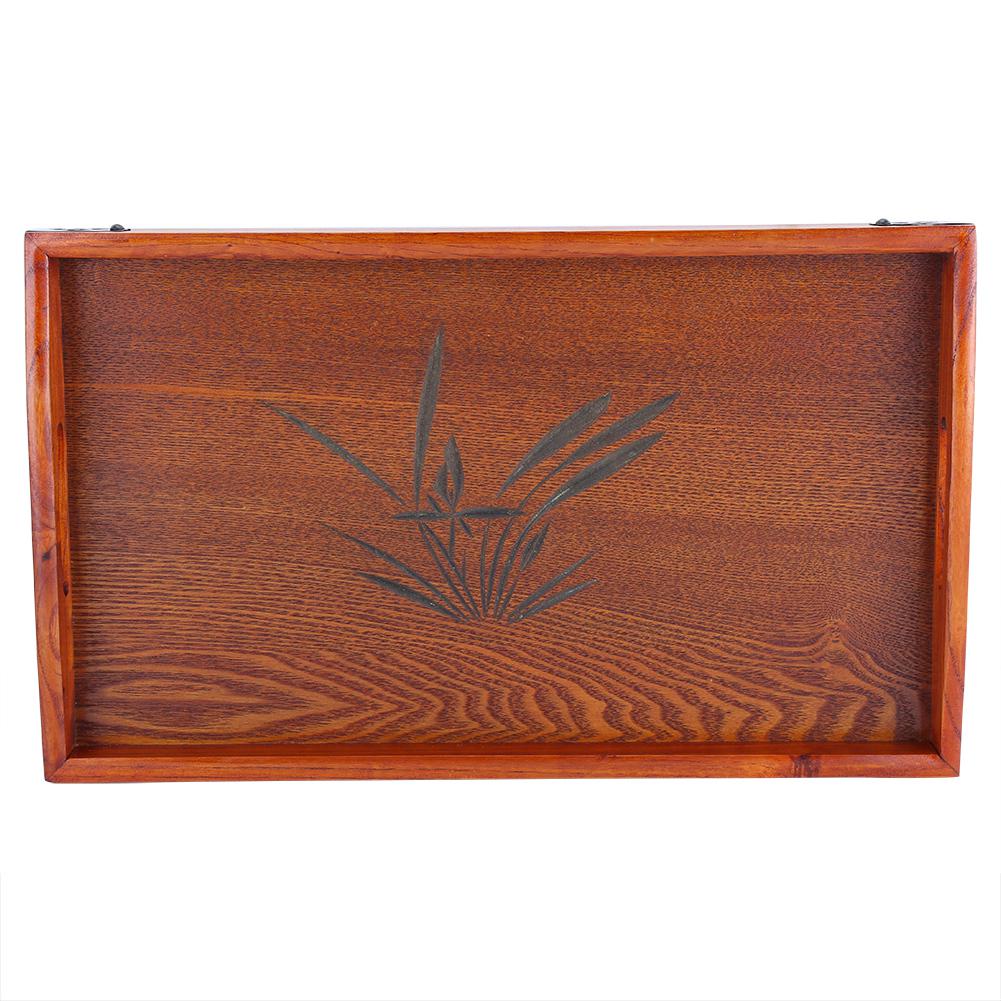 Large Wood Serving Tea Water Drinks Tray Wooden Breakfast Tea Serving Tray With Handle