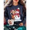 Women'S Christmas Apparel Autumn Women'S Clothing Snowman Reindeer Graphic Round Neck Long Sleeve T-Shirt