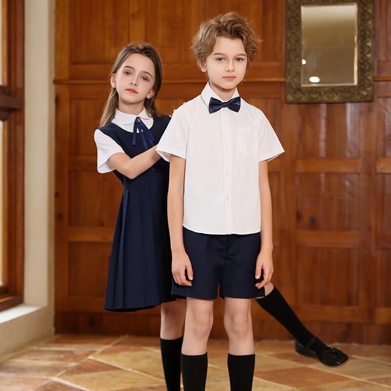 Marineblaues Schuluniform-Kleider-Set für Mädchen
