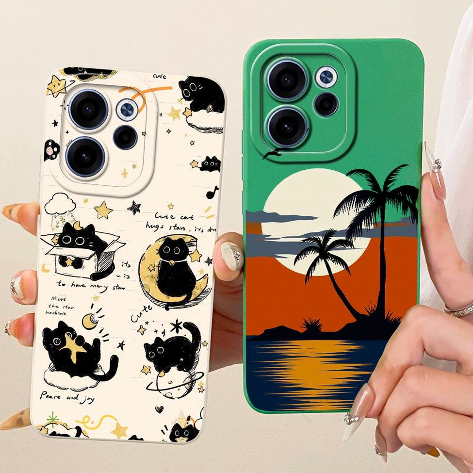 For Oppo Reno 15F CPH2801 Case For Oppo Reno15 FS CPH2801 Cover Cute Kawaii Luxury Fashion Flowers Cool Painted Silicone Casing