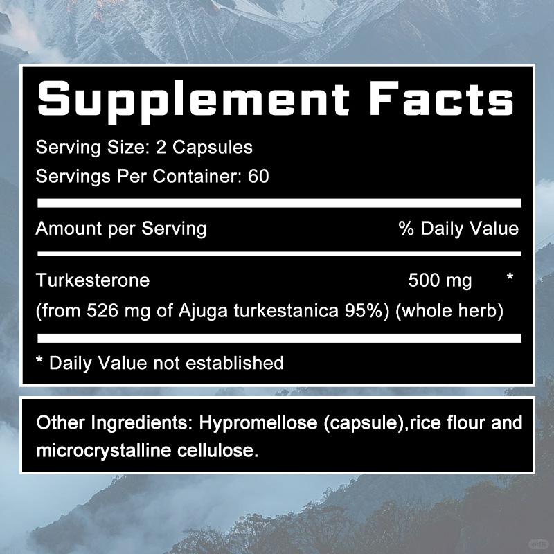 Turkesterone 500 mg per porzione Integratore alimentare, Massima potenza e purezza