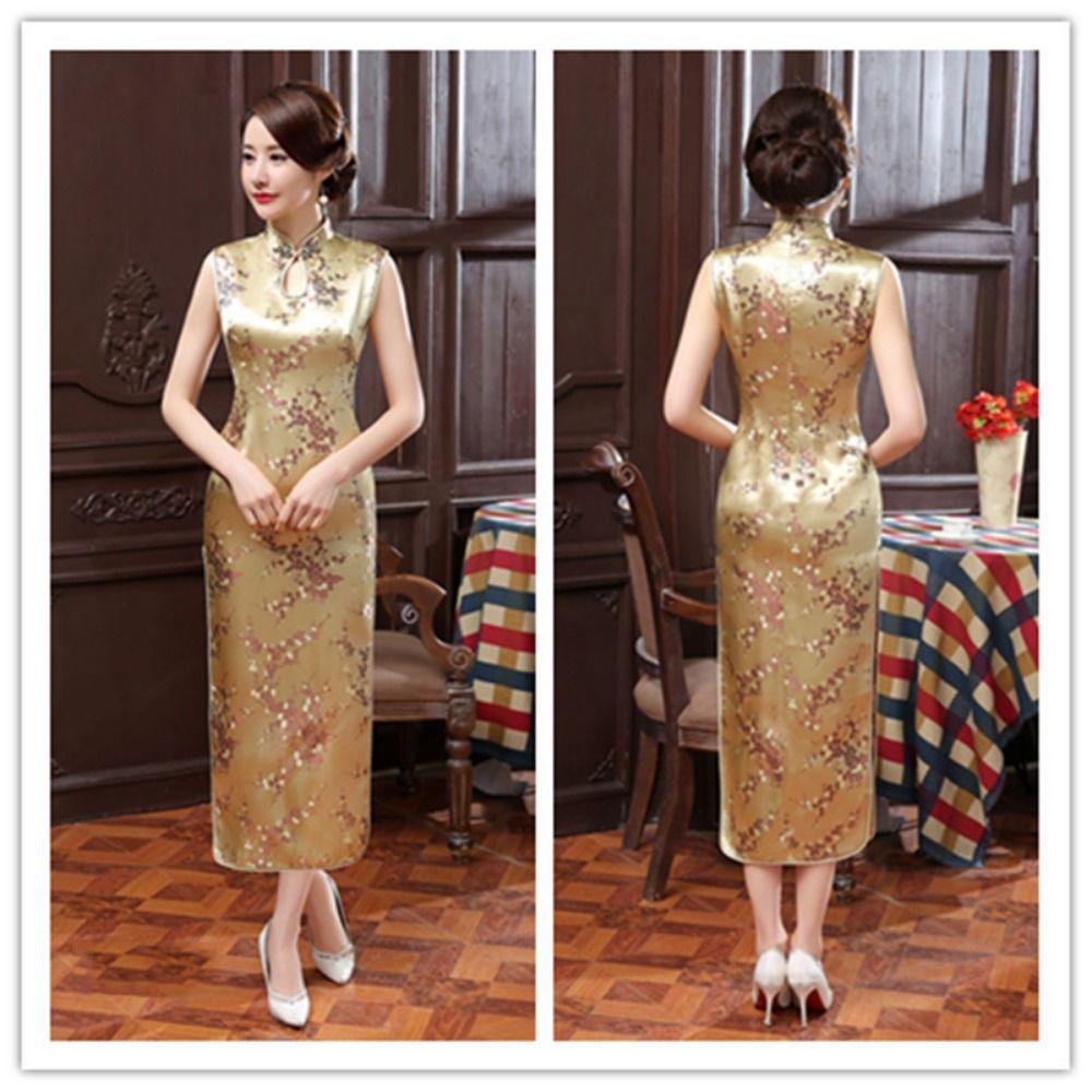 Chinese Style Cheongsam Dresses Floral Print Traditional Clothing Bodycon Dresses  Wedding