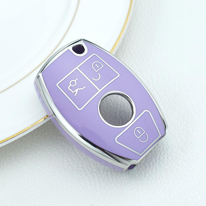 

2/3 Buttons TPU Car Remote Key Case Cover Shell Fob For Mercedes Benz W204 W205 W212 W463 W176 A B C E R Class GLS GLA GLK GLC CLS CLA AMG 3 button key cover фиолетовый