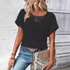 Camiseta Feminina Moda Primavera Verão Coleção Trendy Europeia Americana Manga Curta Costura de Renda