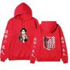 Attack On Titan Levi Ackerman Hoodie Unisex Fleece Sweatshirt, Front Character Print, Back Wings Logo, Japanese Sleeve Text, Autumn Winter Pullover