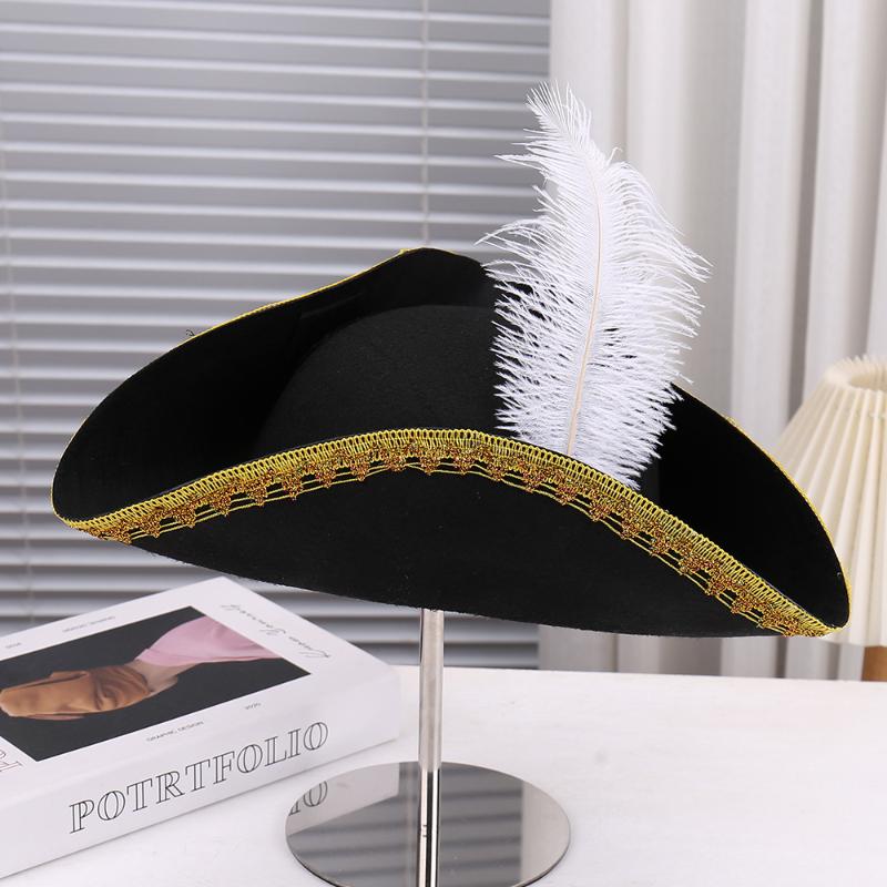 Retro Creative Feathers Pirate Hat Cosplay Pirate Cap Captain Hats Halloween Carnival Party Costume Props Holiday Gifts